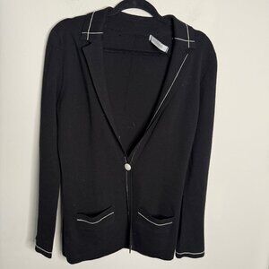 Iris V Arnim Single Button Merino‎ Extra Fine Cardigan Sweater in Black